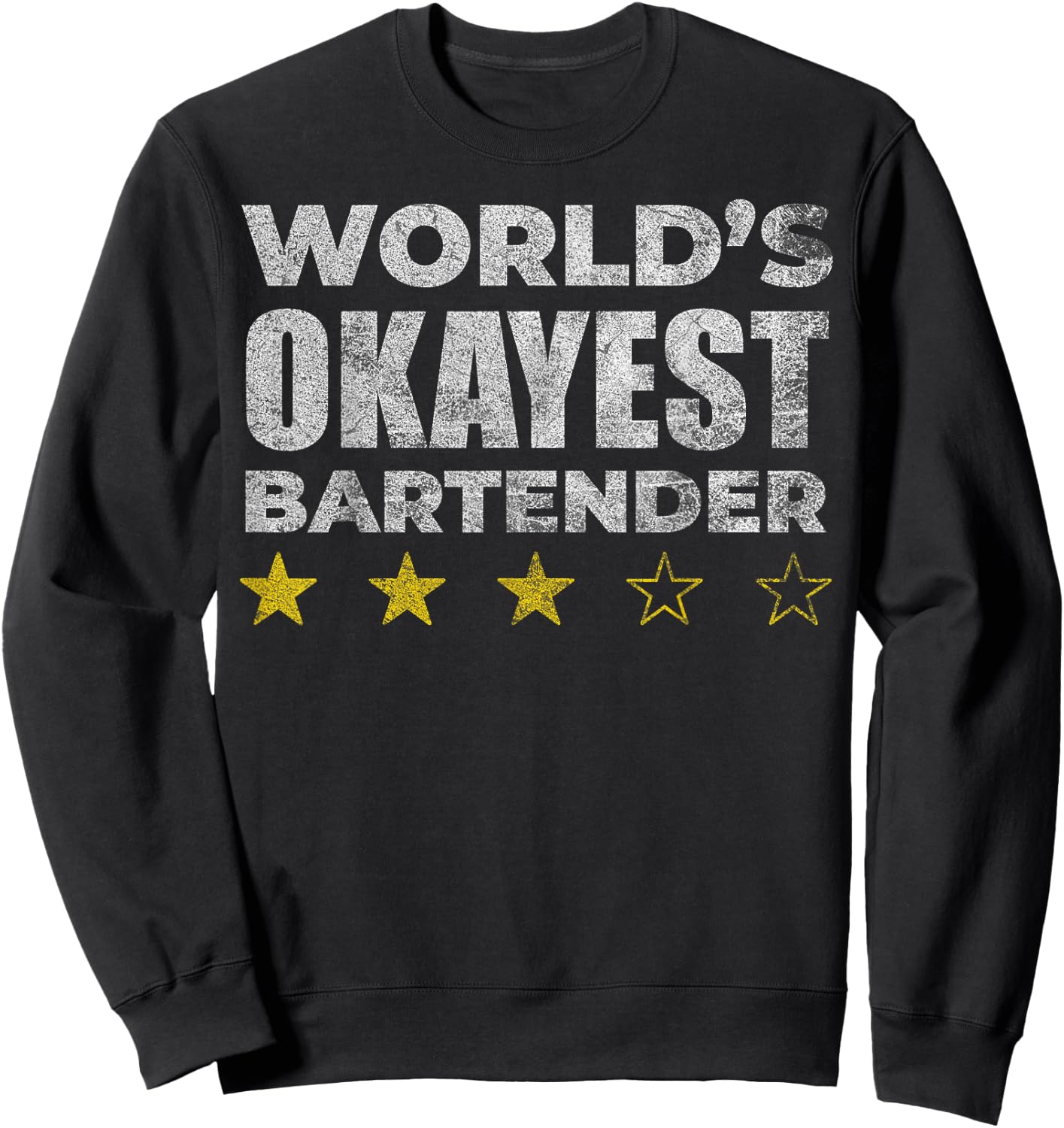 Funny Worlds Okayest Bartender - Vintage Style Sweatshirt - Sweatshirt | Black