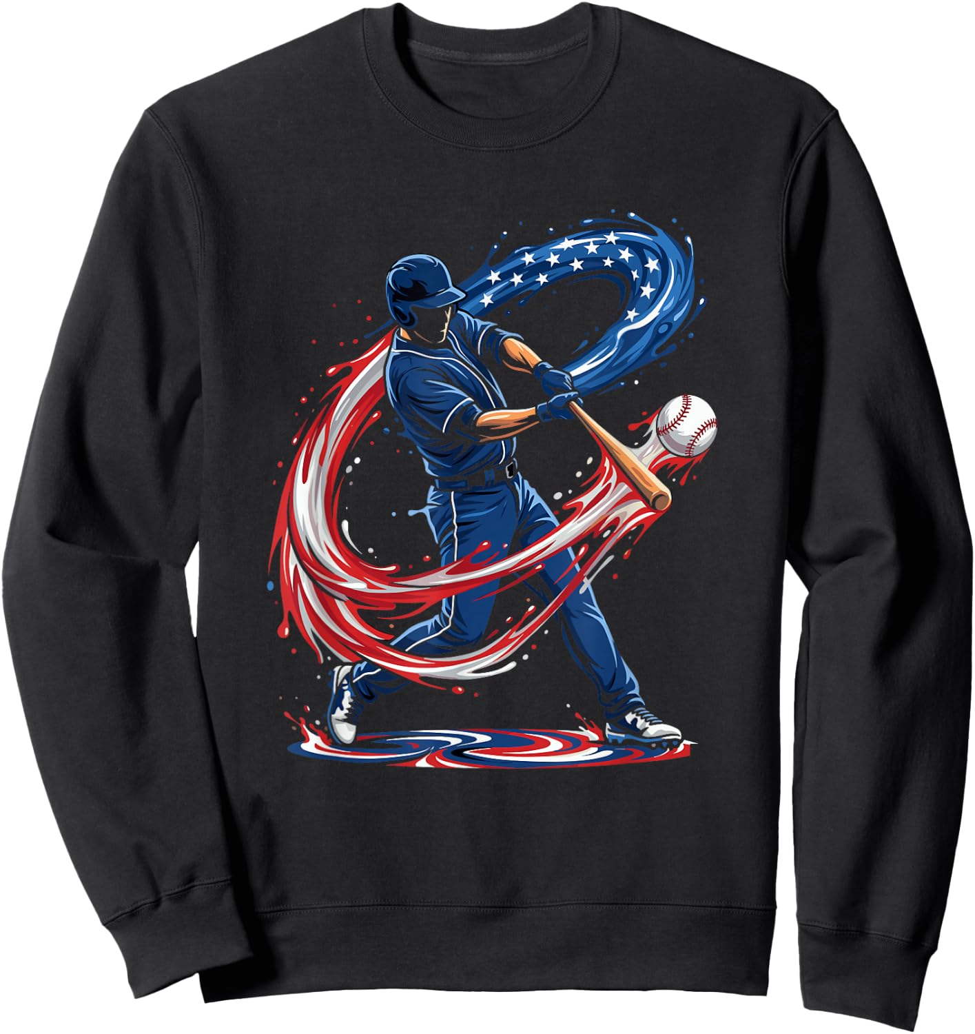 Baseball Drip 4th of July Patriotic US Flag Baseball Sweatshirt - Sweatshirt | Black
