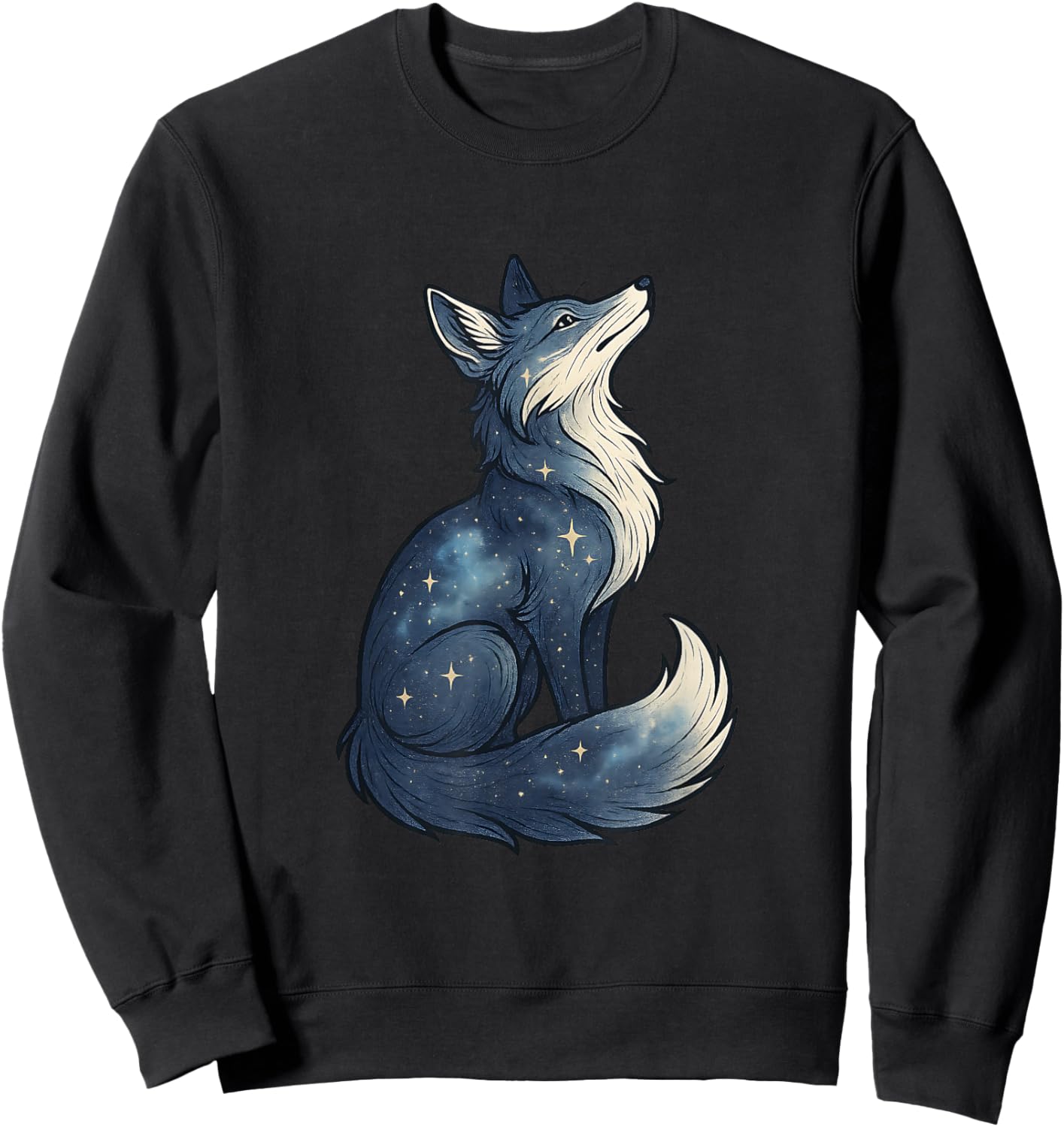 Witchy Celestial Fox Galaxy Stars Mystical Astrology Gifts Sweatshirt - Sweatshirt | Black