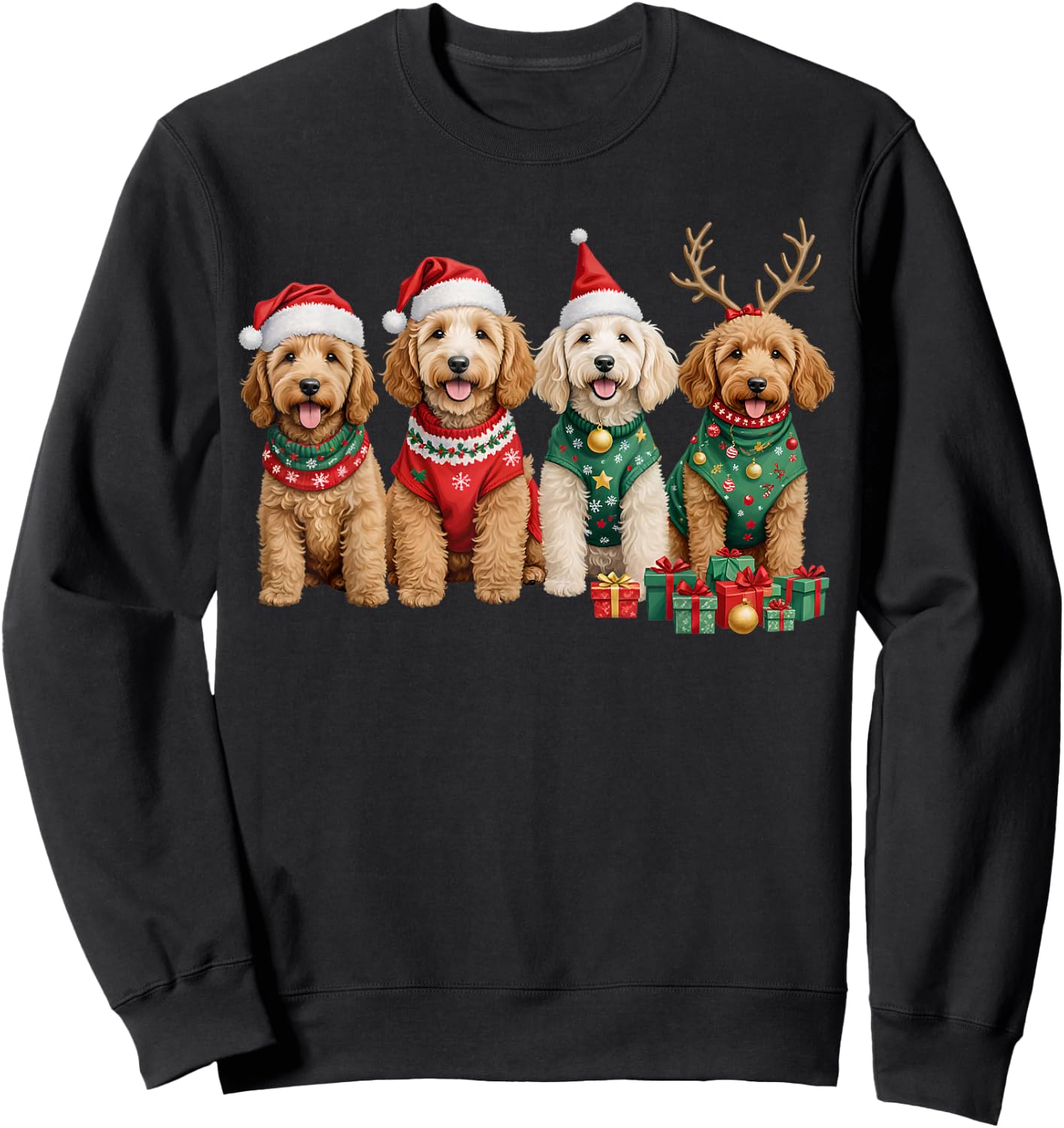 Goldendoodle Christmas Golden Doodle Pajamas Girls Sweatshirt - Sweatshirt | Black