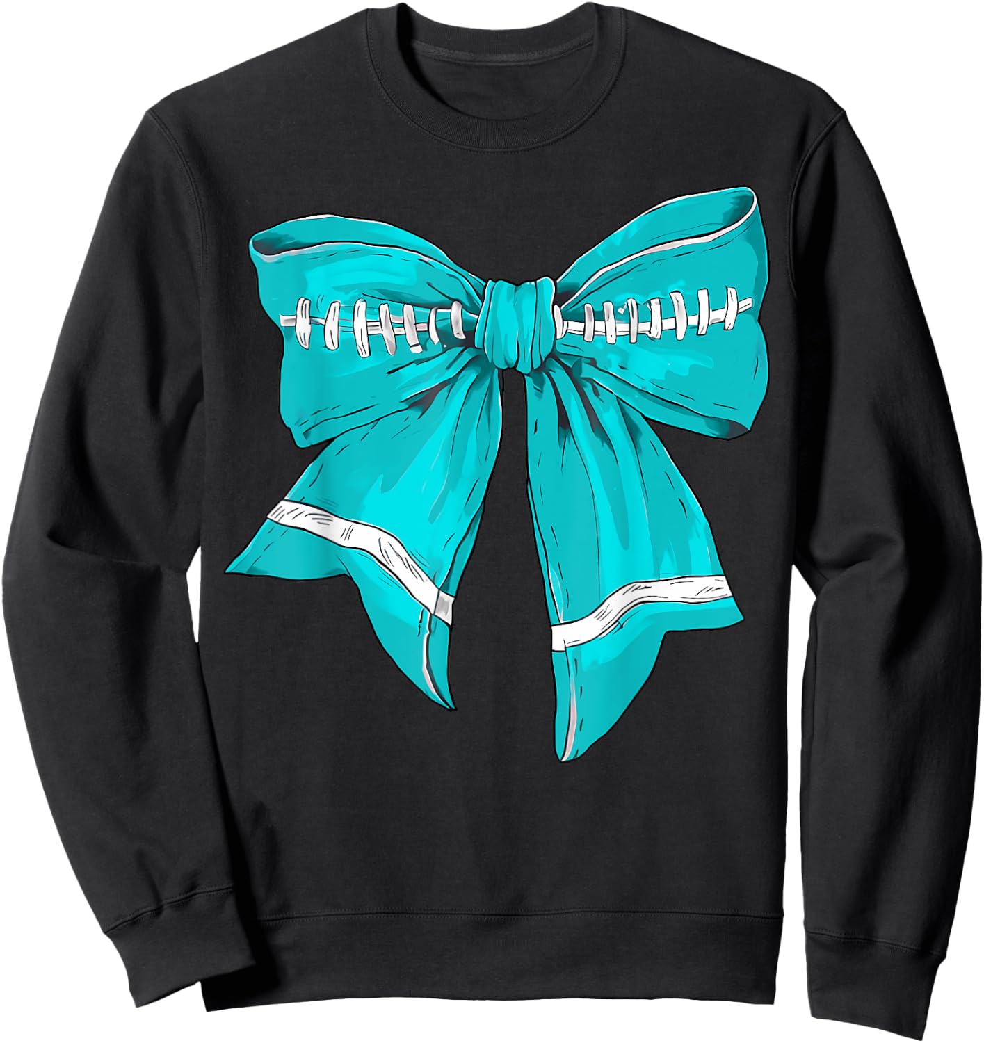 Football Game Day Teal Ribbon Cervical Cancer Awareness Sweatshirt - Sweatshirt | Black