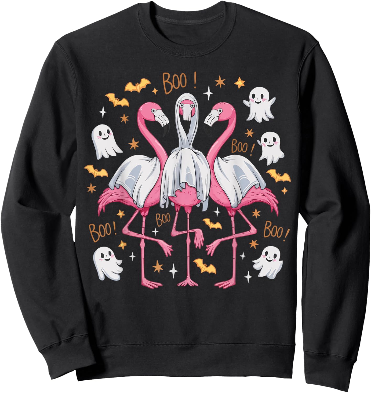 Flamingo Halloween Spooky Wading Bird Scary Trick Or Treat Sweatshirt - Sweatshirt | Black