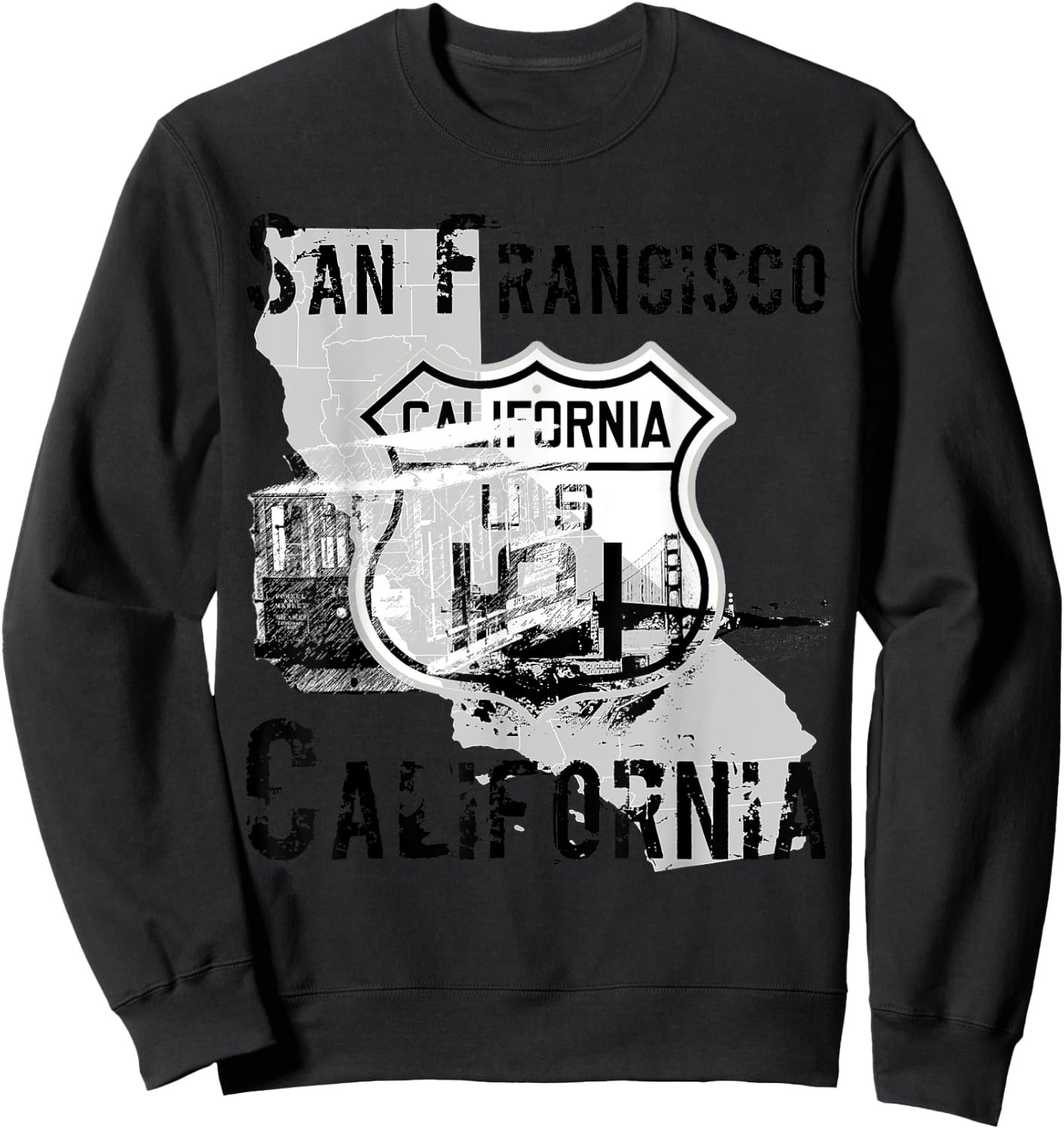 San Francisco California Graphic Sweatshirt - Sweatshirt | Black