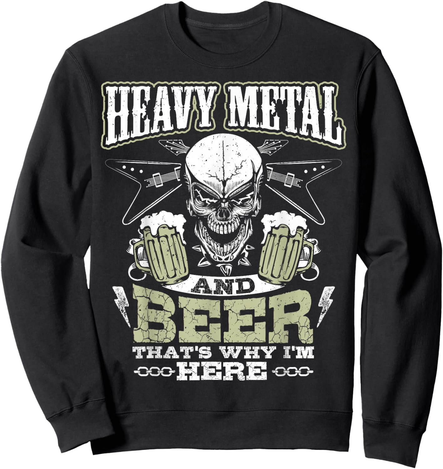 Heavy Metal And Beer Funny Sweatshirt - Sweatshirt | Black