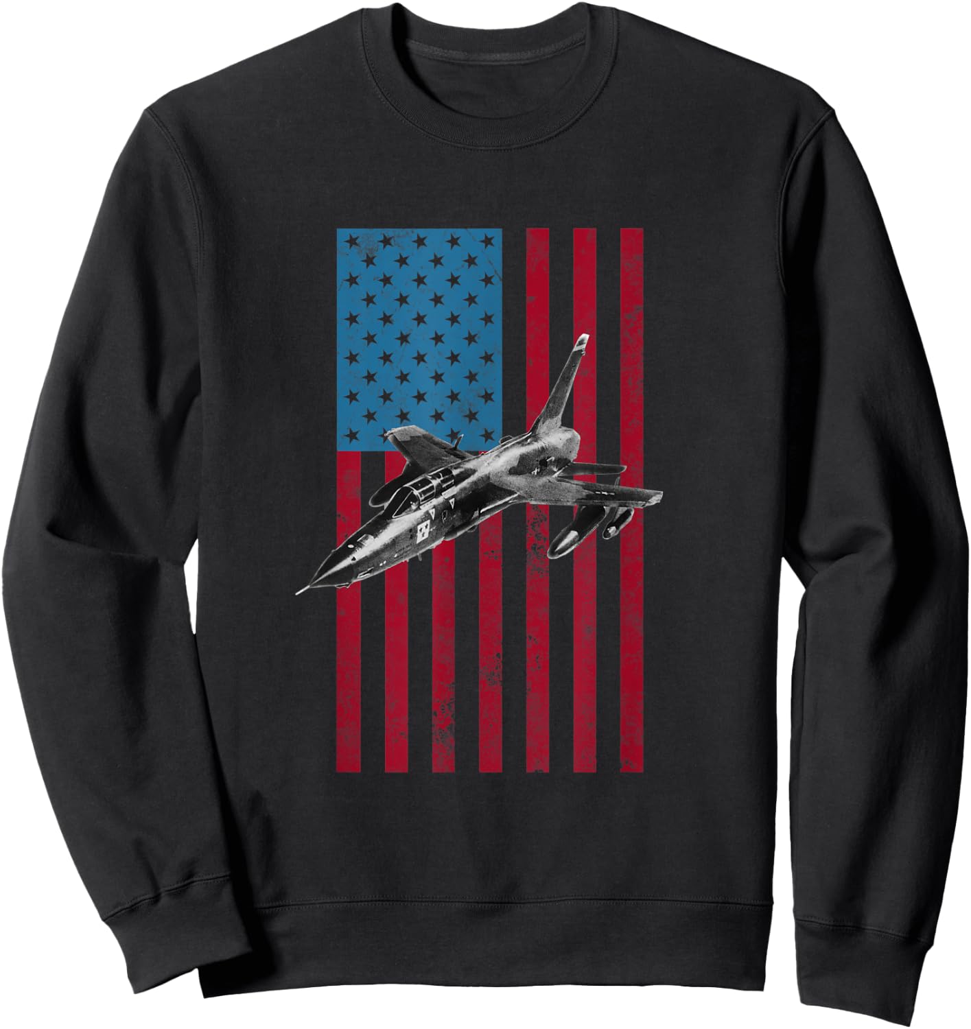 Republic F-105 USA American Flag - Military Sweatshirt - Sweatshirt | Black