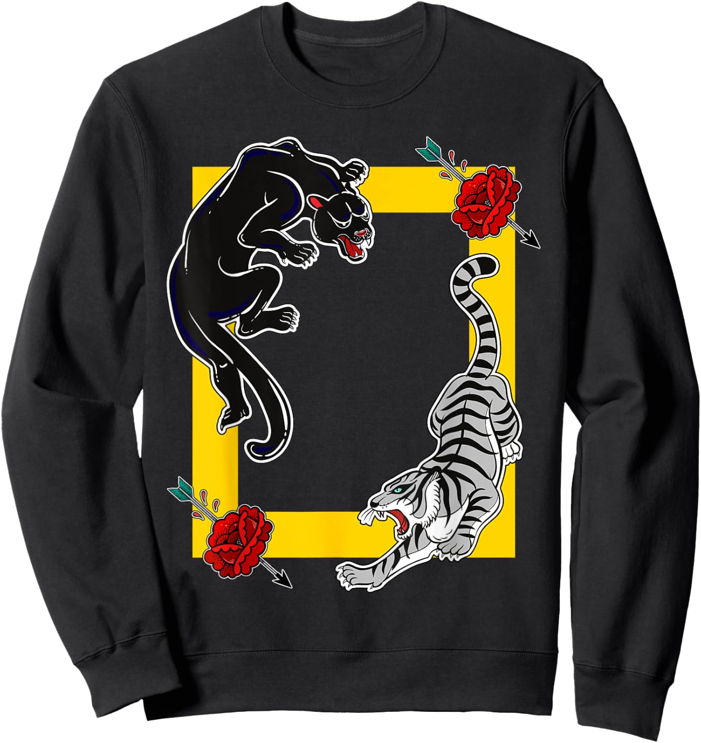 Stay Weird - Wild Cats - Tiger and Panther Raw Nature Sweatshirt - Sweatshirt | Black