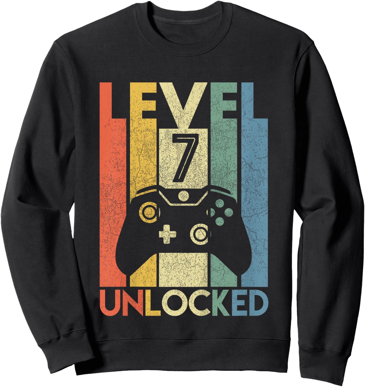 Kids Level 7 Unlocked Funny Video Gamer 7th Birthday Gift Sweatshirt - Sweatshirt | Black