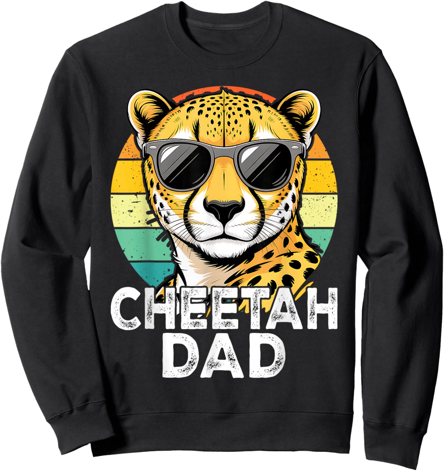 Vintage Dad Cheetah Lovers Daddy Father's Day Sweatshirt - Sweatshirt | Black