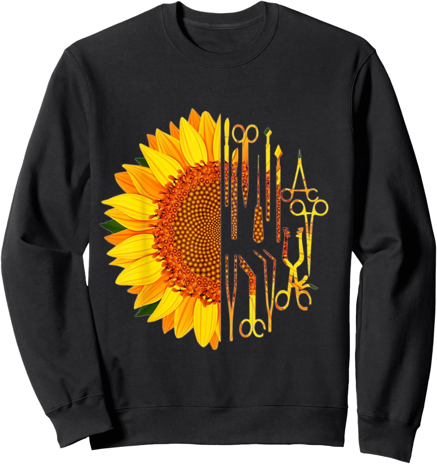 Surgical Scrub Tech Surgeon Sunflower Surgery Intern OR Sweatshirt - Sweatshirt | Black