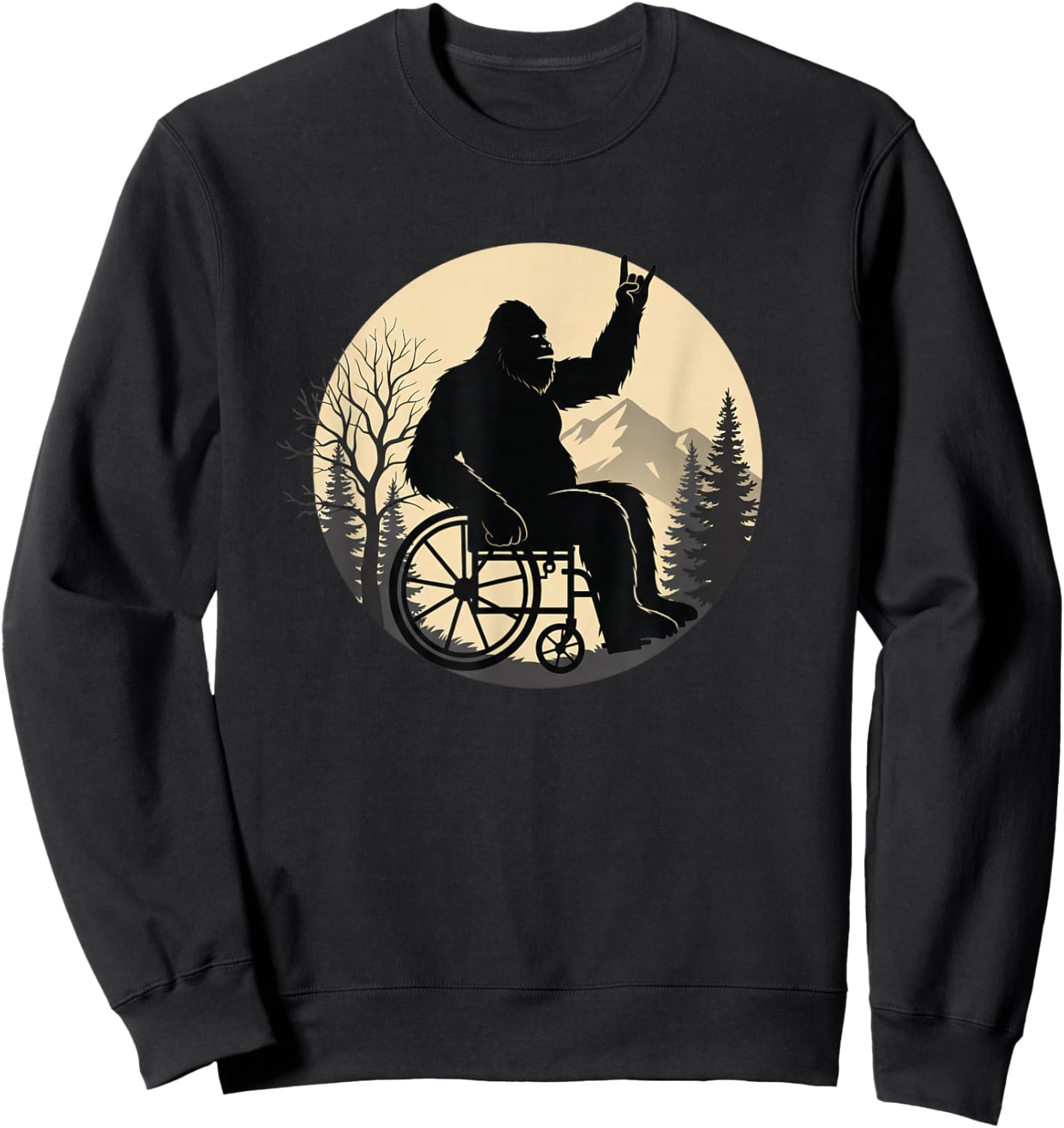 Sasquatch Wheelchair Mountain Birthday Men Sweatshirt - Sweatshirt | Black