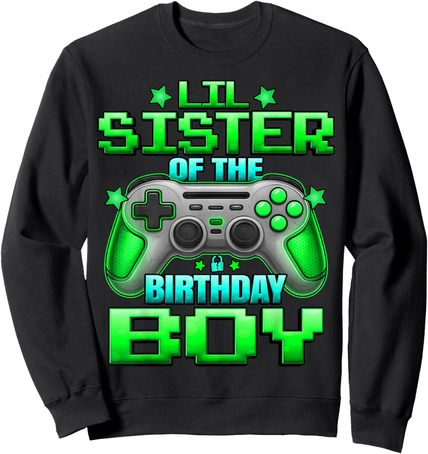 Lil Sister of The Birthday Boy Matching Family Little Sister Sweatshirt - Sweatshirt | Black