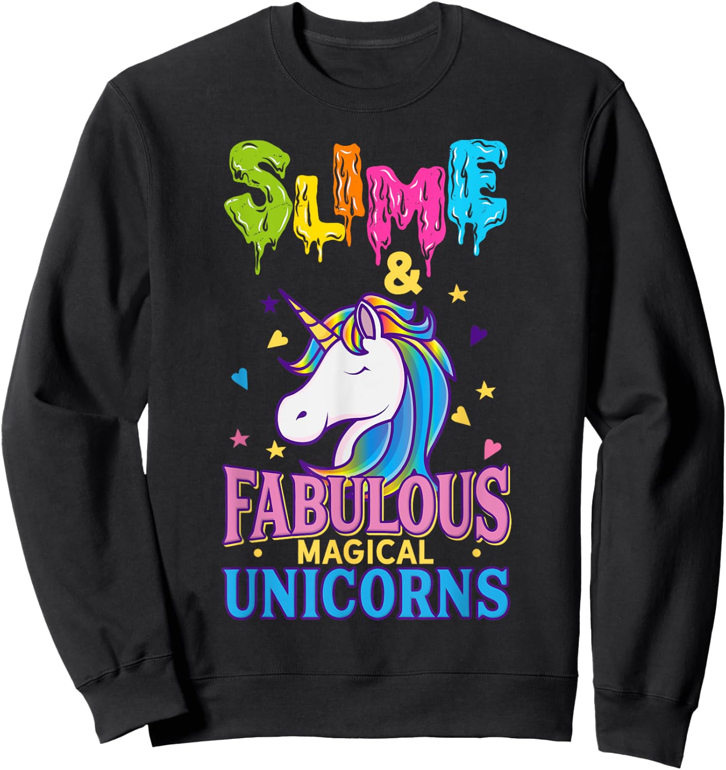 Love Slime Time & Unicorn Girls Gift Sweatshirt - Sweatshirt | Black