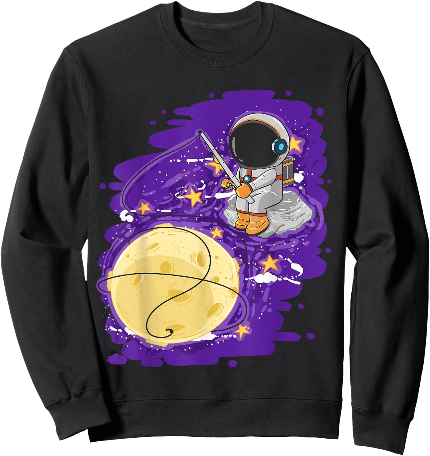 Astronaut Fishing Cute Spaceman Galaxy Space Lover Boys Gift Sweatshirt - Sweatshirt | Black