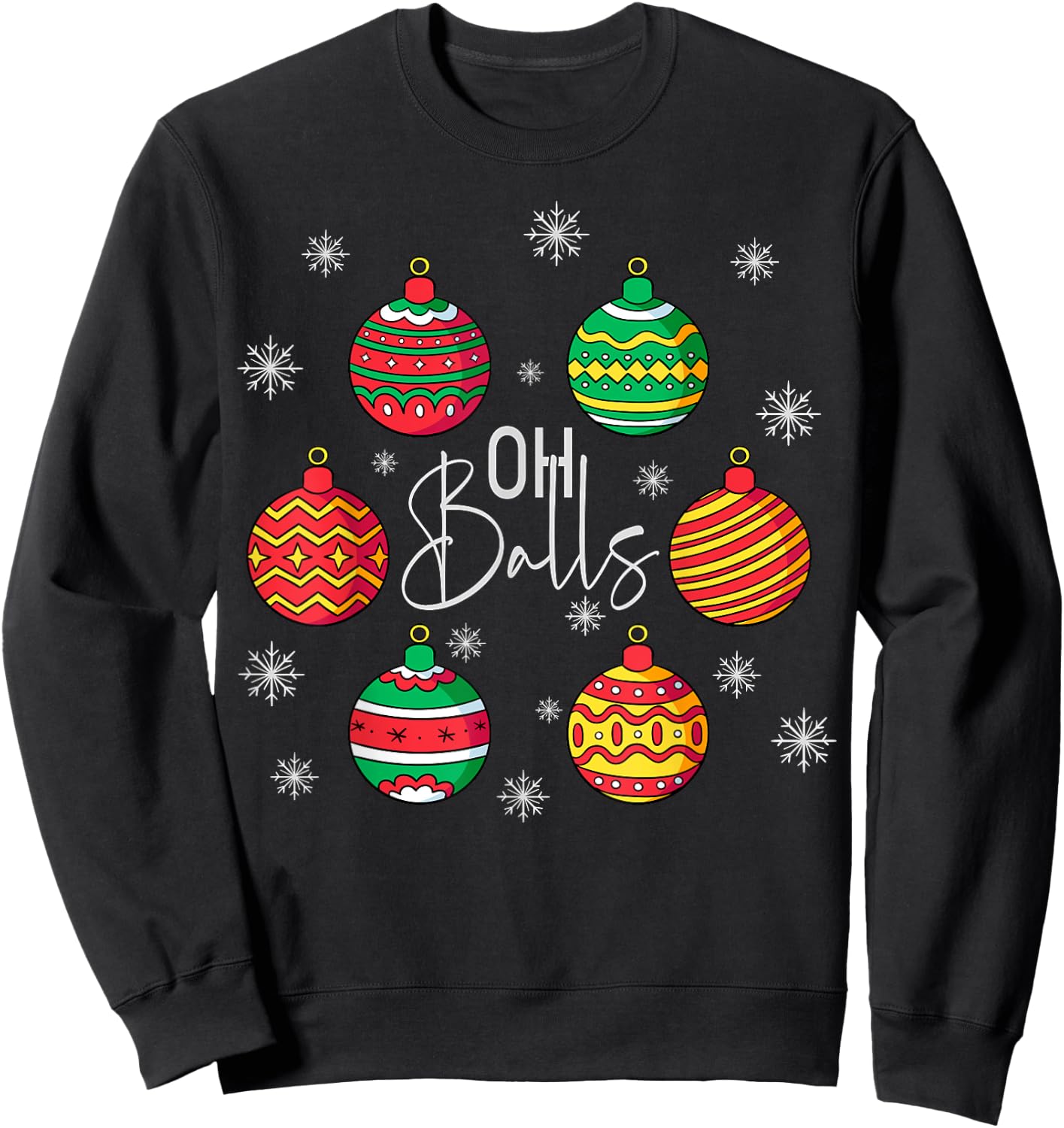 Groovy Christmas Oh Ball Christmas Holiday Women Sweatshirt - Sweatshirt | Black