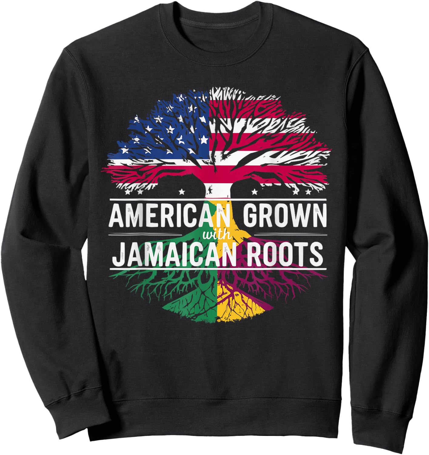 Half American Half Jamaican USA Flag Jamaica America Sweatshirt - Sweatshirt | Black
