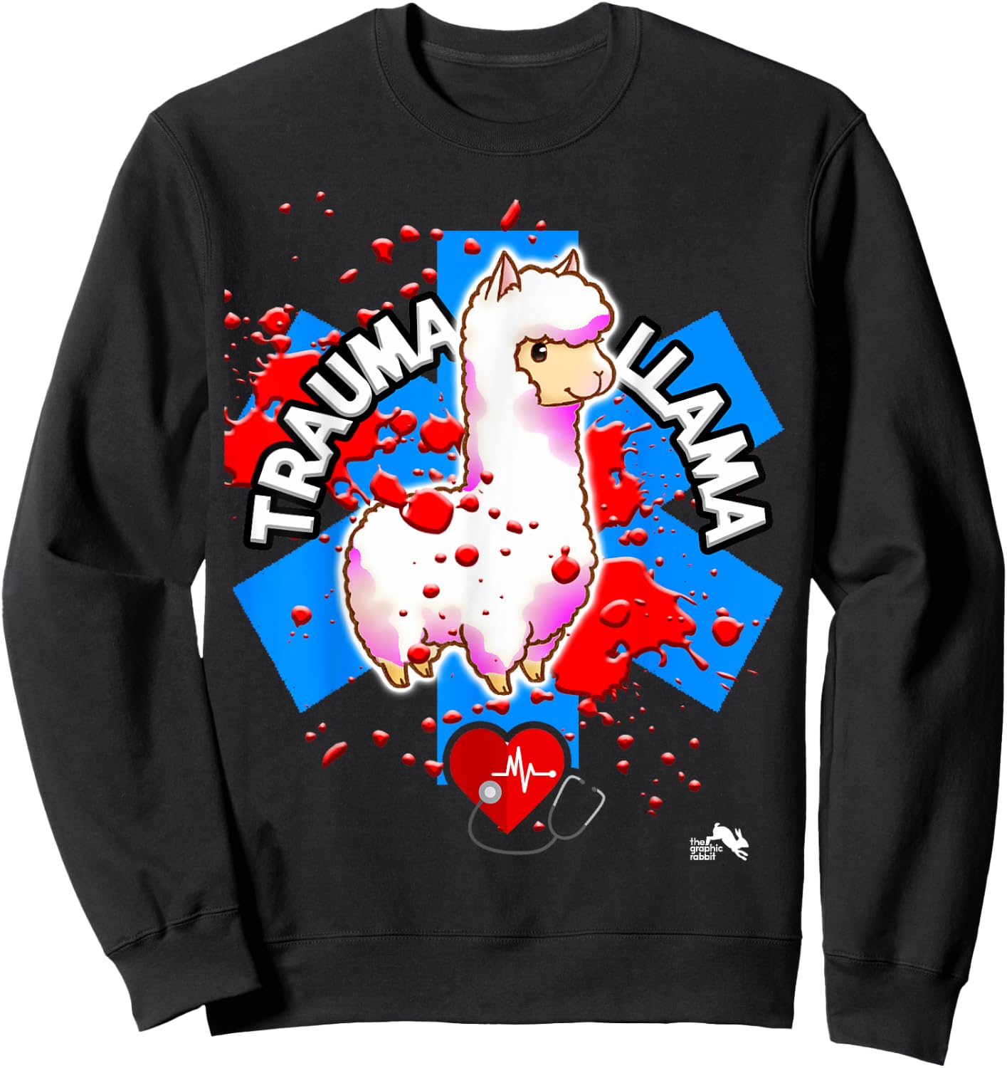 Funny EMT Trauma Llama EMS Paramedic Gift Sweatshirt - Sweatshirt | Black