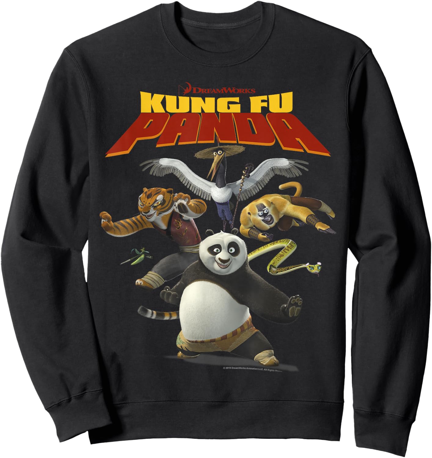 Kung Fu Panda Group Shot Action Portrait Movie Logo Small Sweatshirt - Sweatshirt | Black