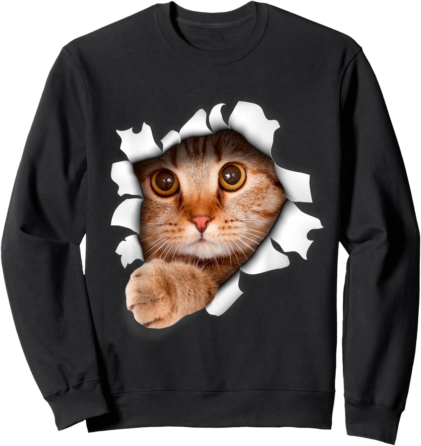 Cute Realistic Cat Kitten Emerging Cat, Kitten or Pet Lovers Sweatshirt - Sweatshirt | Black