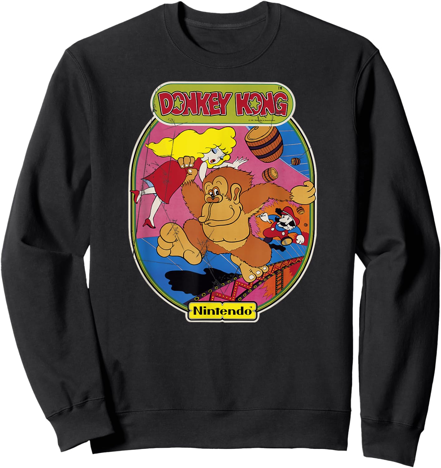 Nintendo Donkey Kong Mario Retro Art Graphic Sweatshirt - Sweatshirt | Black