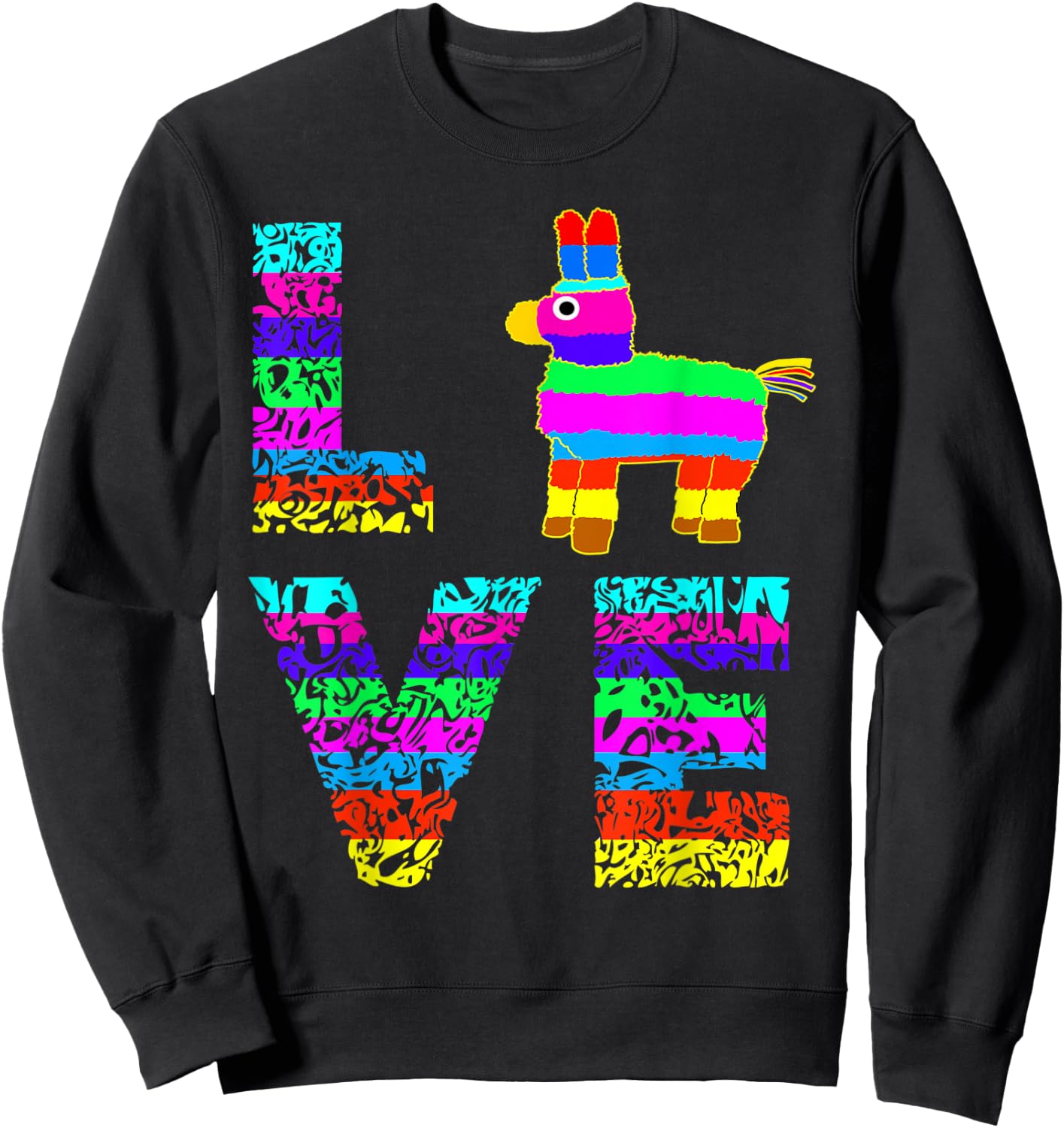 Funny Pinata Rainbow Horse Mexican Fiesta Party Hit Sweatshirt - Sweatshirt | Black