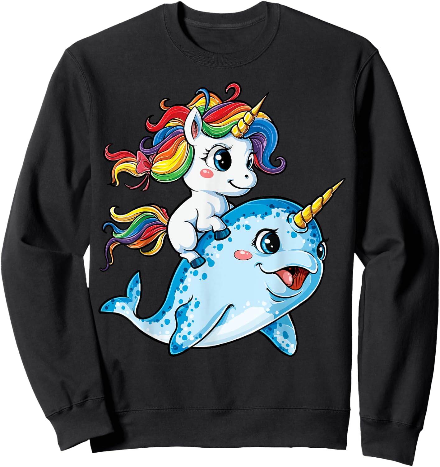 Unicorn Narwhal T shirt Girls Kids Rainbow Unicorns Squad Sweatshirt - Sweatshirt | Black
