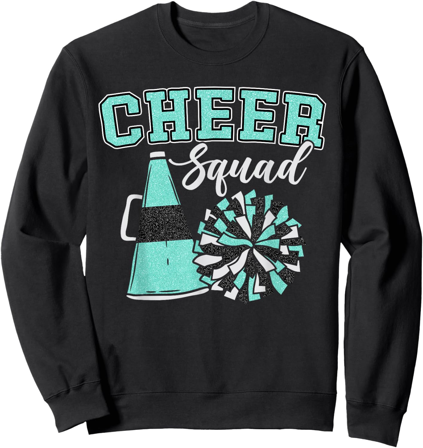 Cheer Squad Funny Cheerleader Cheerleading Teal Women Girl Sweatshirt - Sweatshirt | Black