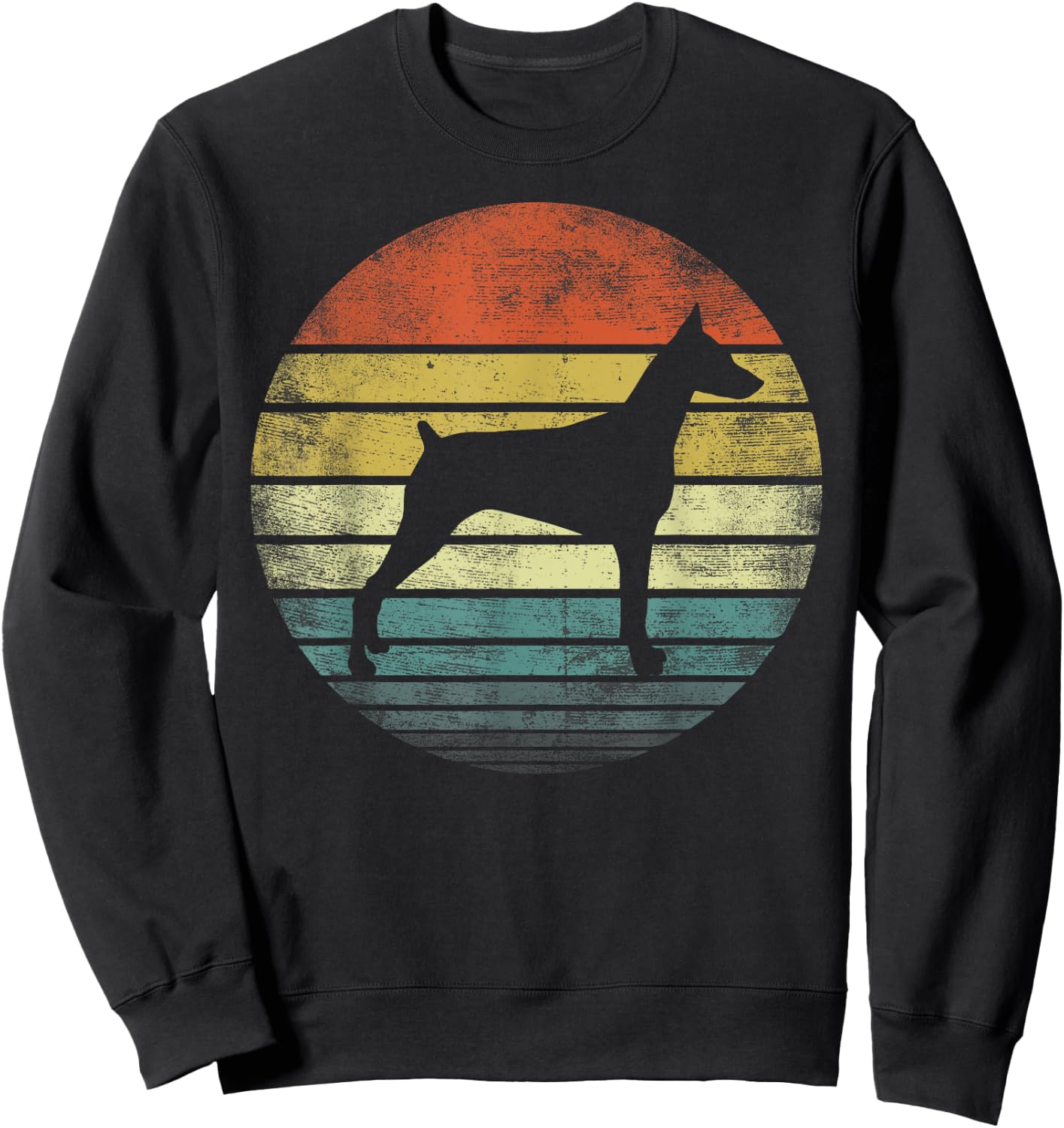 Doberman Lover Owner Gifts Retro Sunset Dog Silhouette Dad Sweatshirt - Sweatshirt | Black