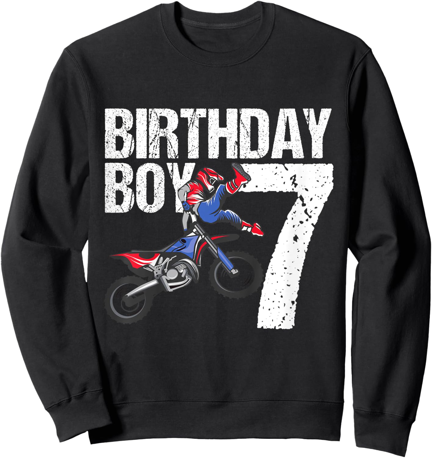 7 Year Old Dirt Bike Birthday Party Motocross MX 7th Gift Sweatshirt - Sweatshirt | Black
