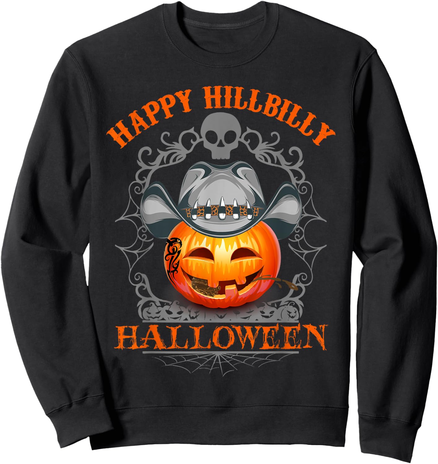 Hillbilly Pumpkin Halloween Lover Cute Birthday Gift Shirt Sweatshirt - Sweatshirt | Black