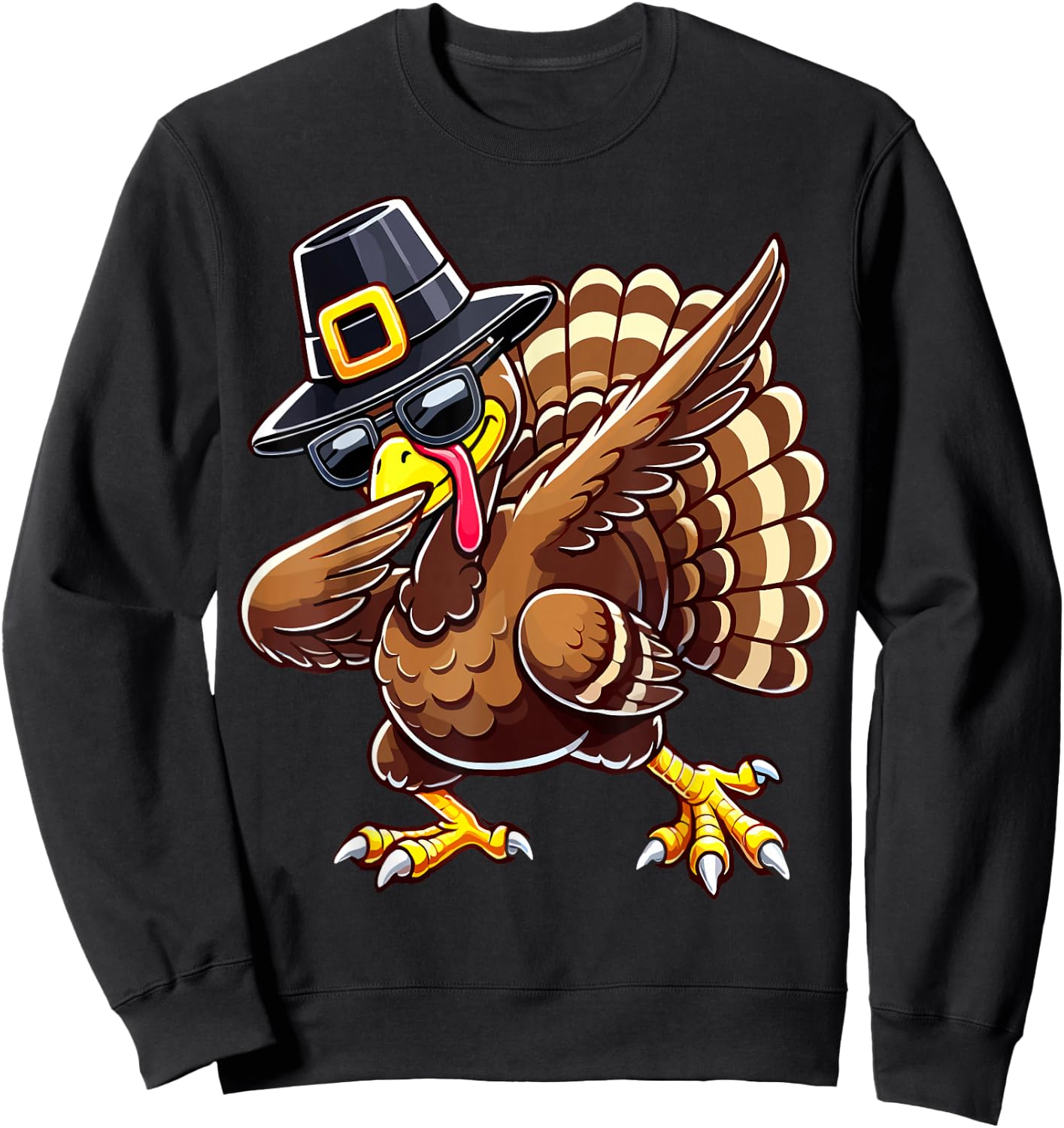 Thanksgiving Dabbing Lover Turkey Sweatshirt - Sweatshirt | Black
