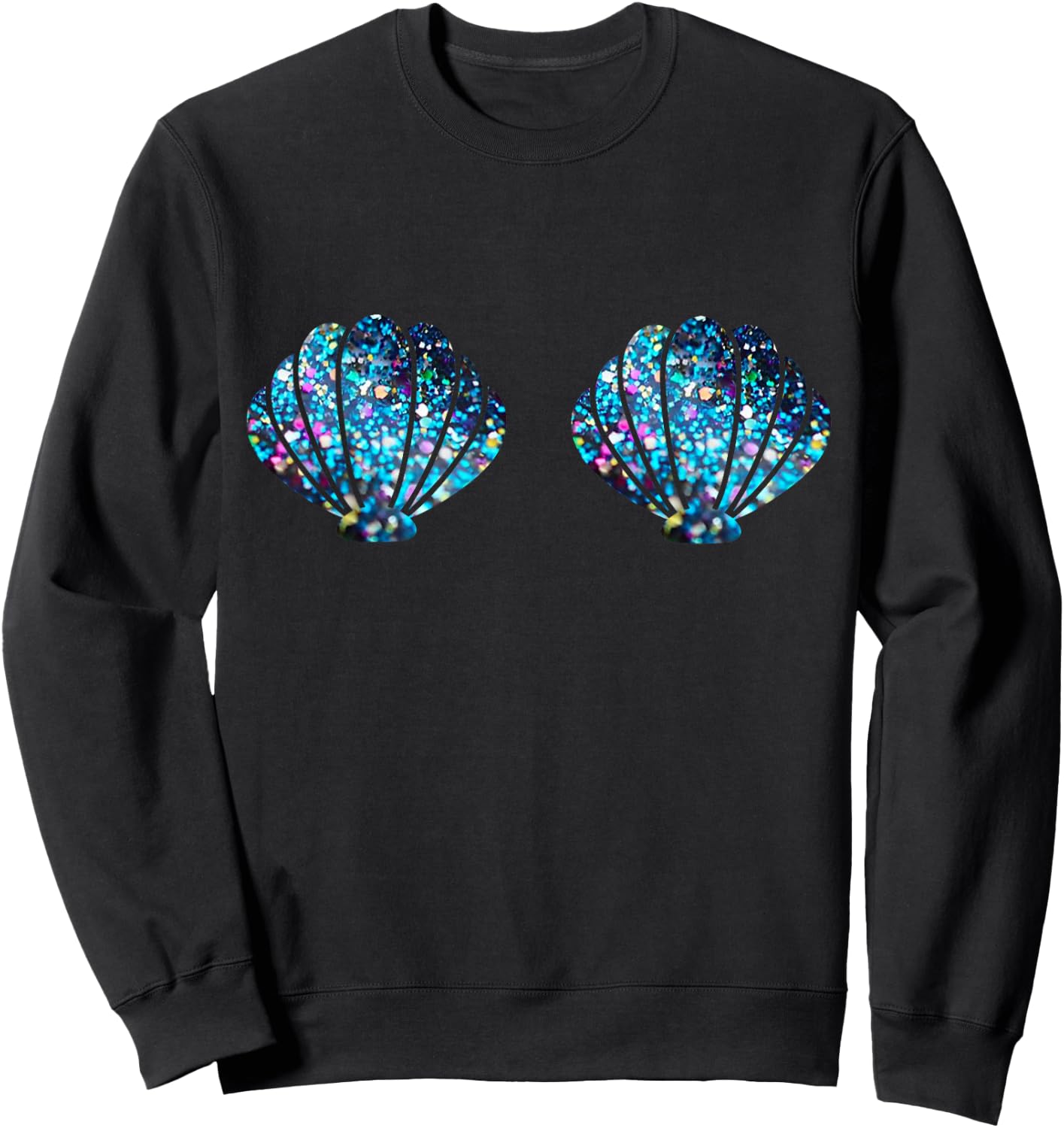 Mermaid Shell Shirt Mermaid Top Festival Birthday Party Sweatshirt - Sweatshirt | Black