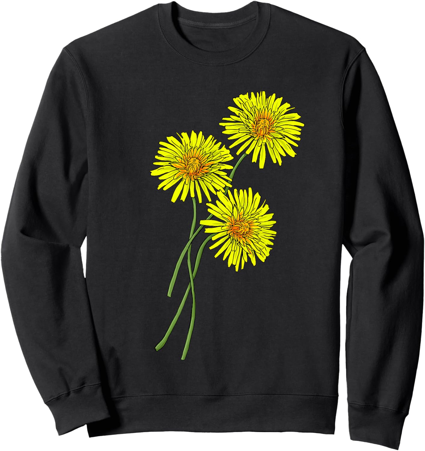 Dandelion & Thistle Bouquet Gift yellow Flowers Friends Sweatshirt - Sweatshirt | Black