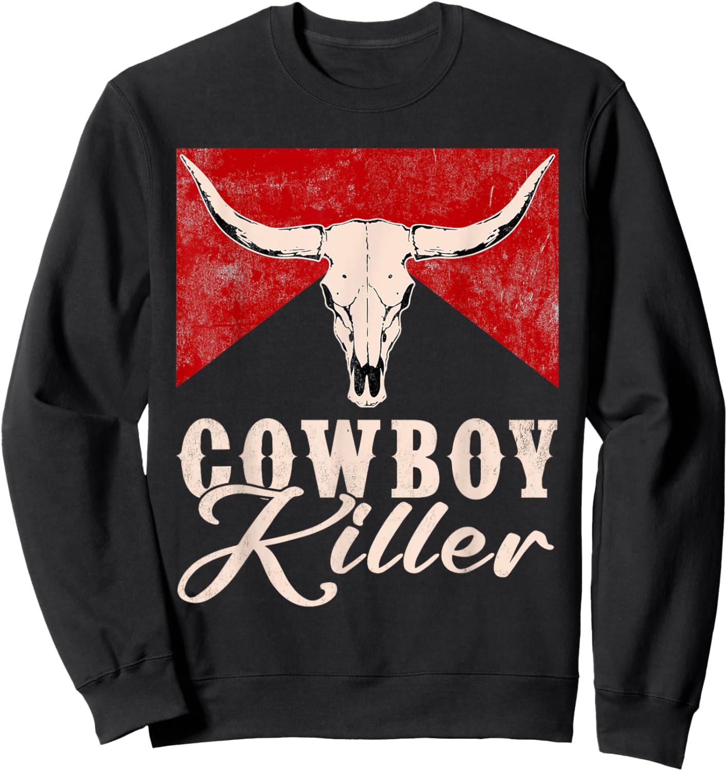 Killers Vintage Cowboy Western Rodeo Bull-Skull Sweatshirt - Sweatshirt | Black