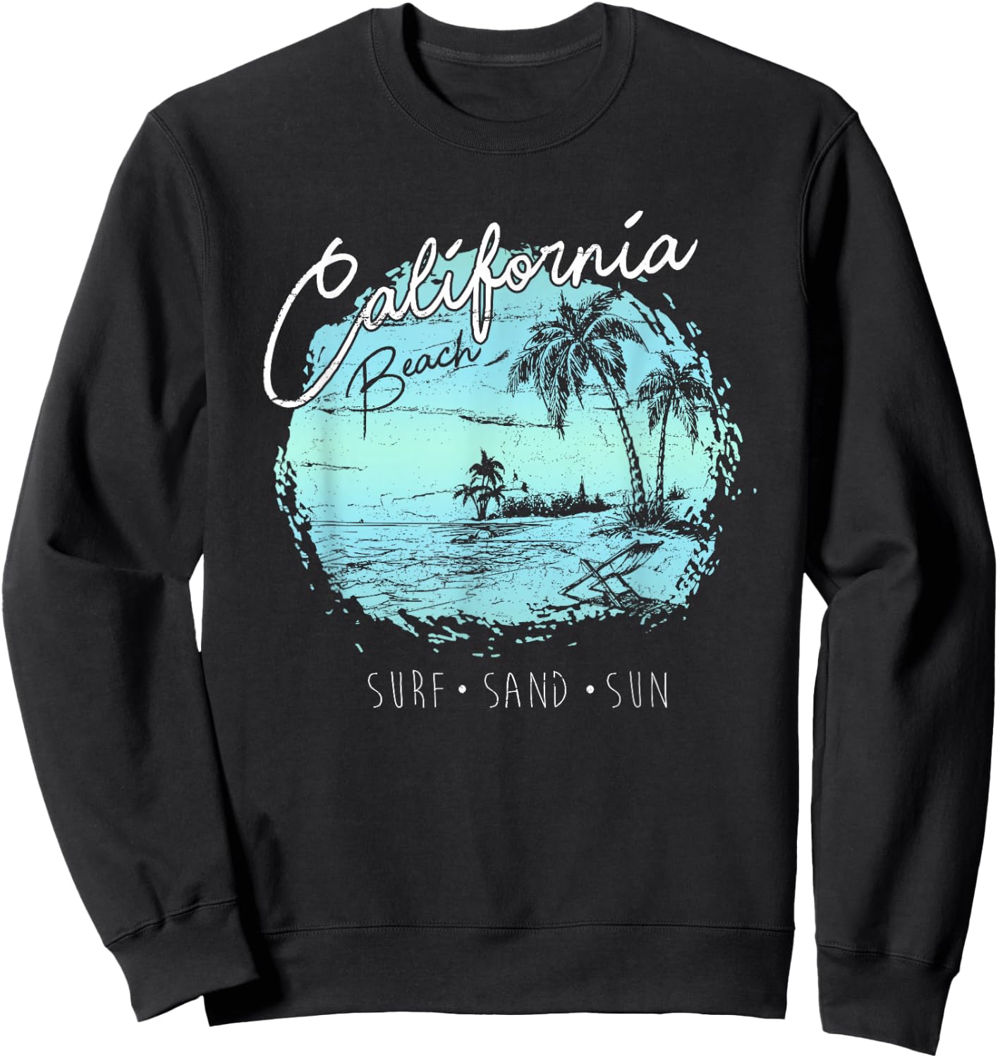 California Beach Vintage Surf Summer Surfer Gift Sweatshirt - Sweatshirt | Black