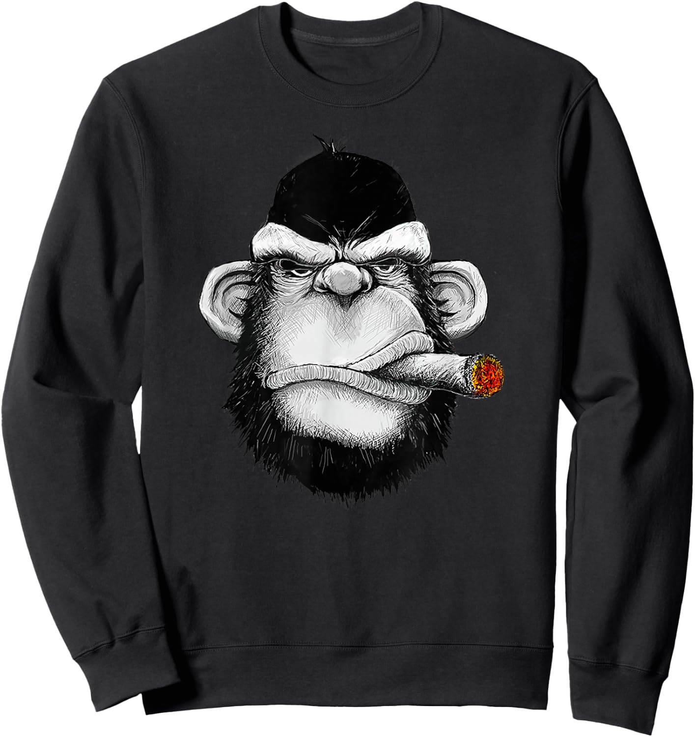 Monkey Cigar Gorilla Smoking Cigarette Sweatshirt - Sweatshirt | Black