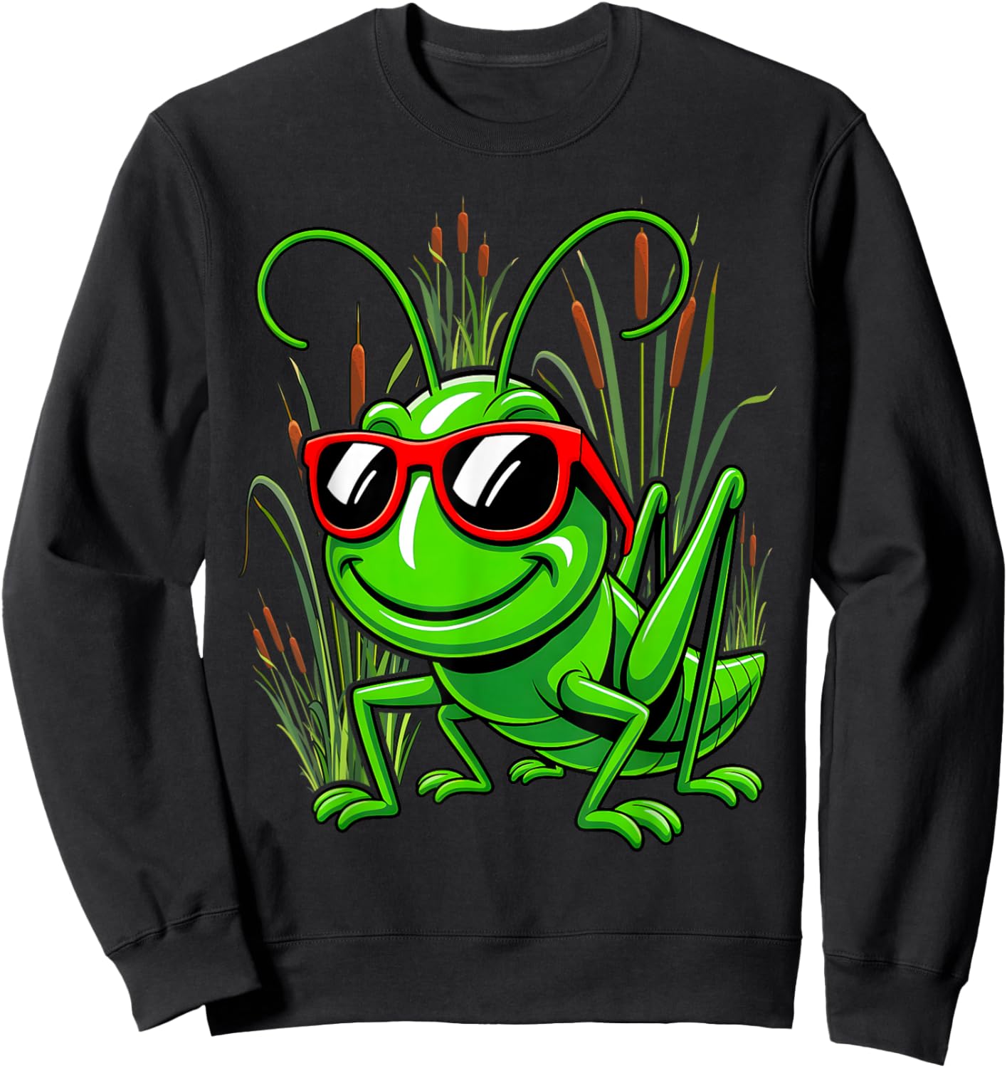 Grasshopper Wearing Eyeglasses Funny Insect for Kids Sweatshirt - Sweatshirt | Black