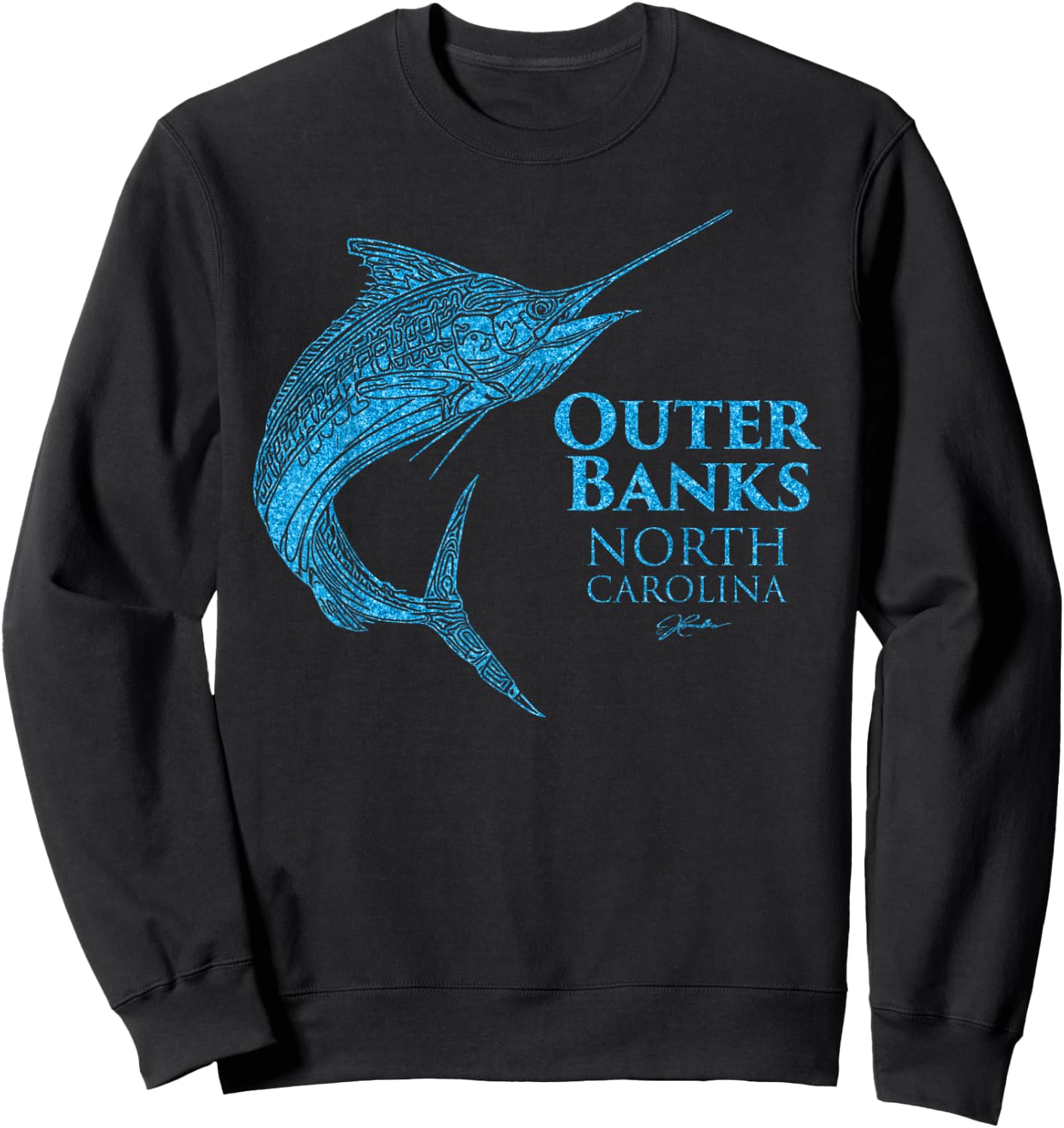 JCombs: Outer Banks, North Carolina, Marlin Fish Sweatshirt - Sweatshirt | Black