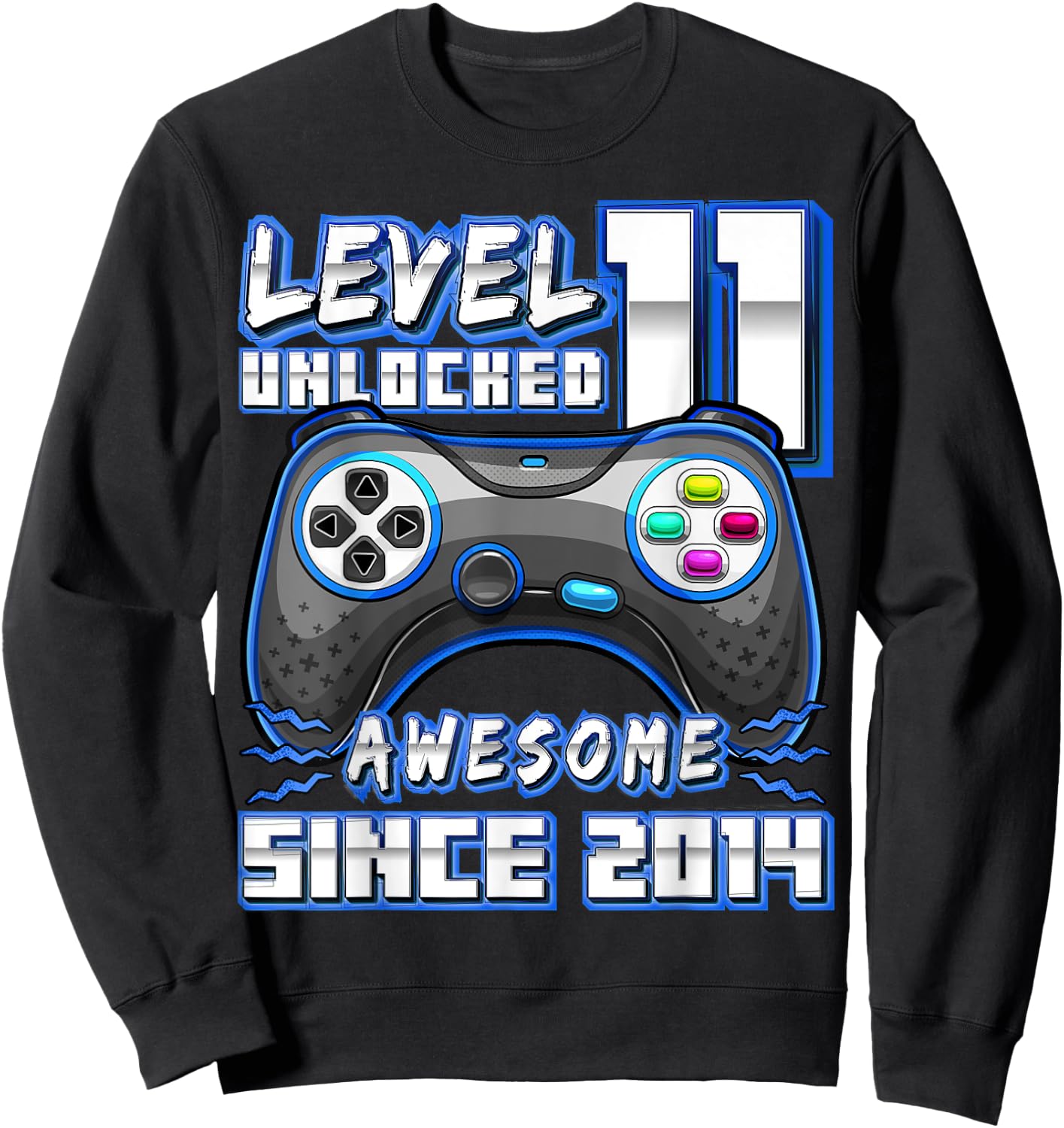 11th Birthday Boy Level 11 Gamer 11 Year Video Game Party Sweatshirt - Sweatshirt | Black