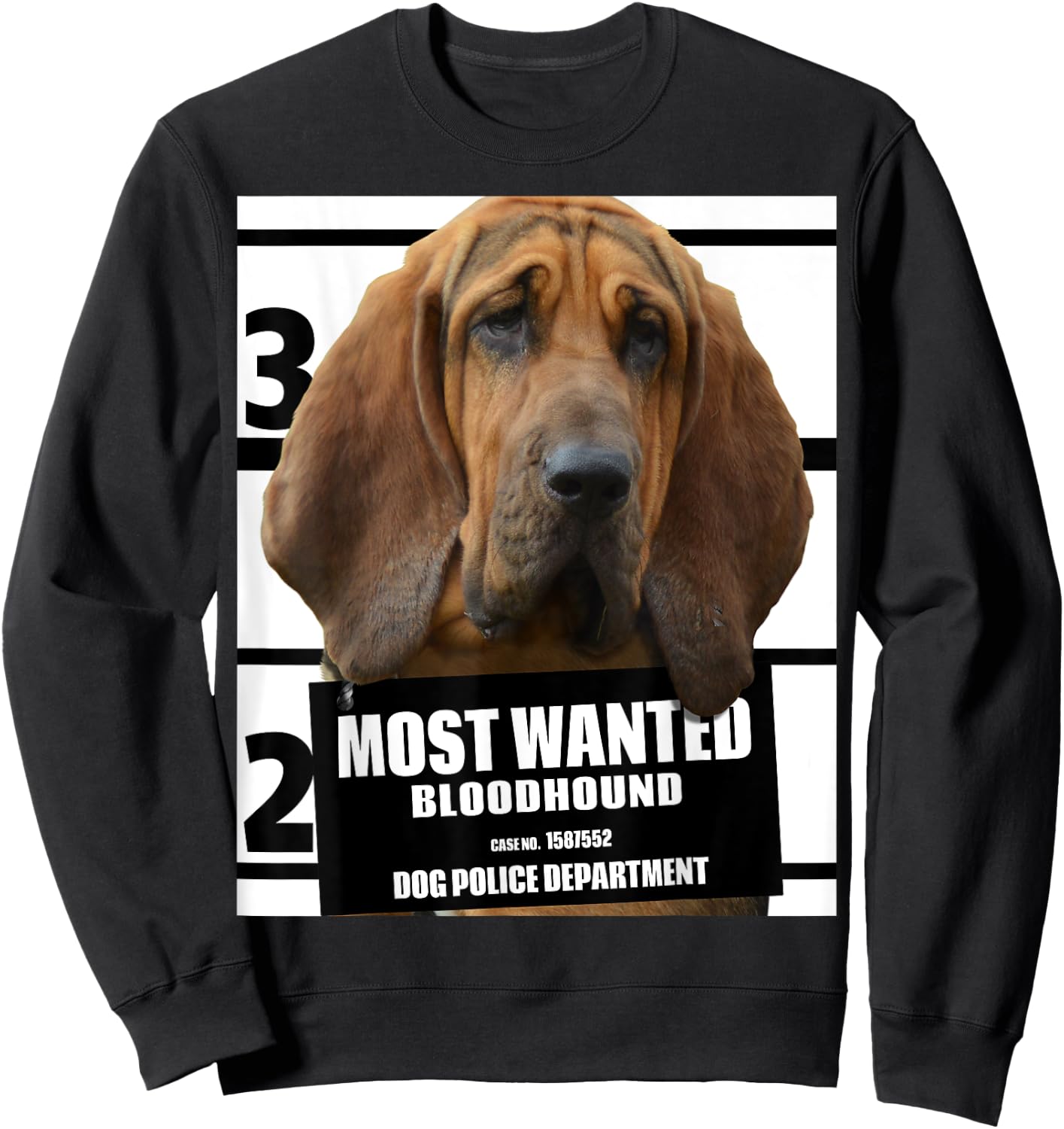 Most Wanted Bloodhound B - Blood Hound Dog Sweatshirt - Sweatshirt | Black