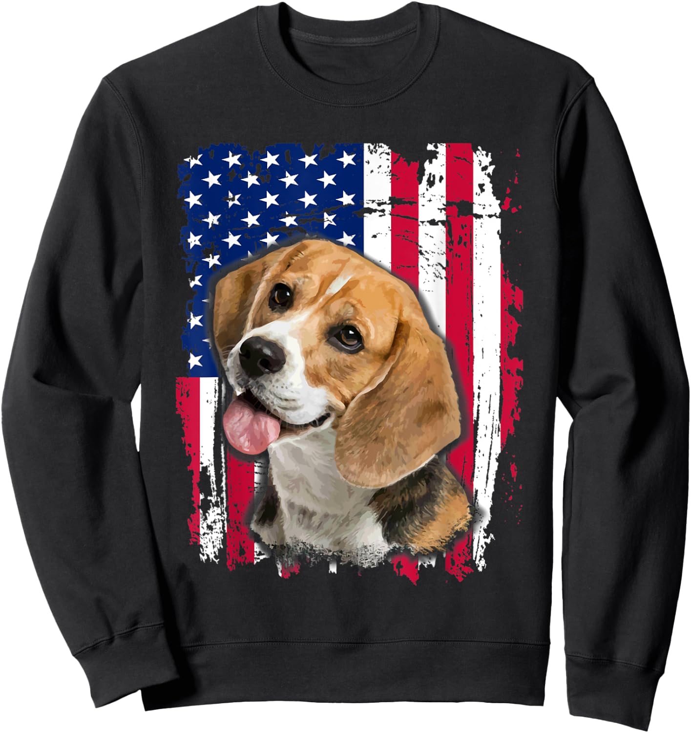 Beagle US flag 4th of July Sweatshirt - Sweatshirt | Black