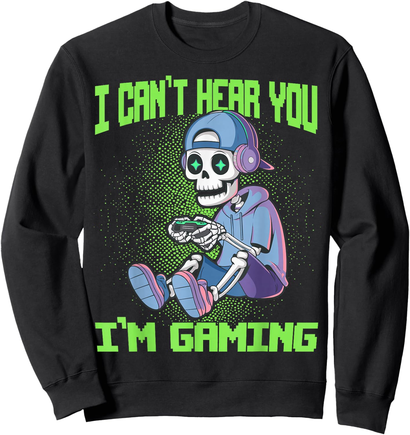 Gamer Skeleton Gaming Video Games Sweatshirt - Sweatshirt | Black