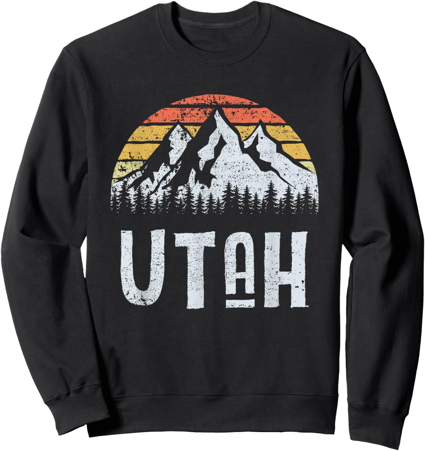 Vintage Retro UT Utah Mountain State Sunrise Sweatshirt - Sweatshirt | Black