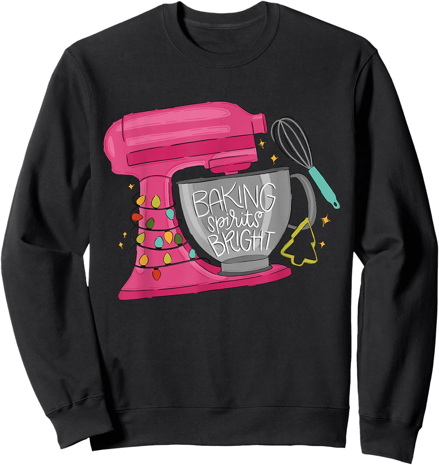 Baking Spirits Bright Christmas Lights Baking Spirits Xmas Sweatshirt - Sweatshirt | Black