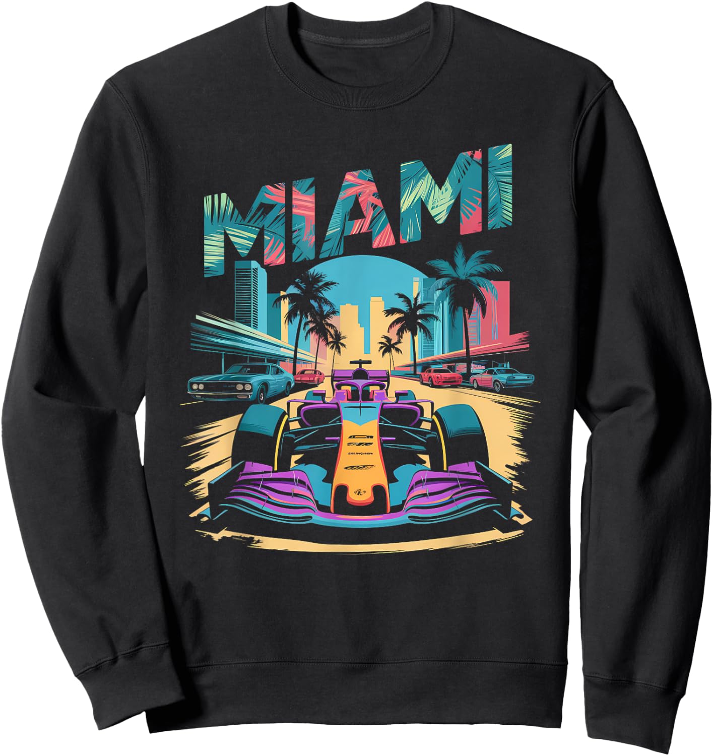 Miami Racing Gifts Men Women Race Car Racer Driver Sweatshirt - Sweatshirt | Black