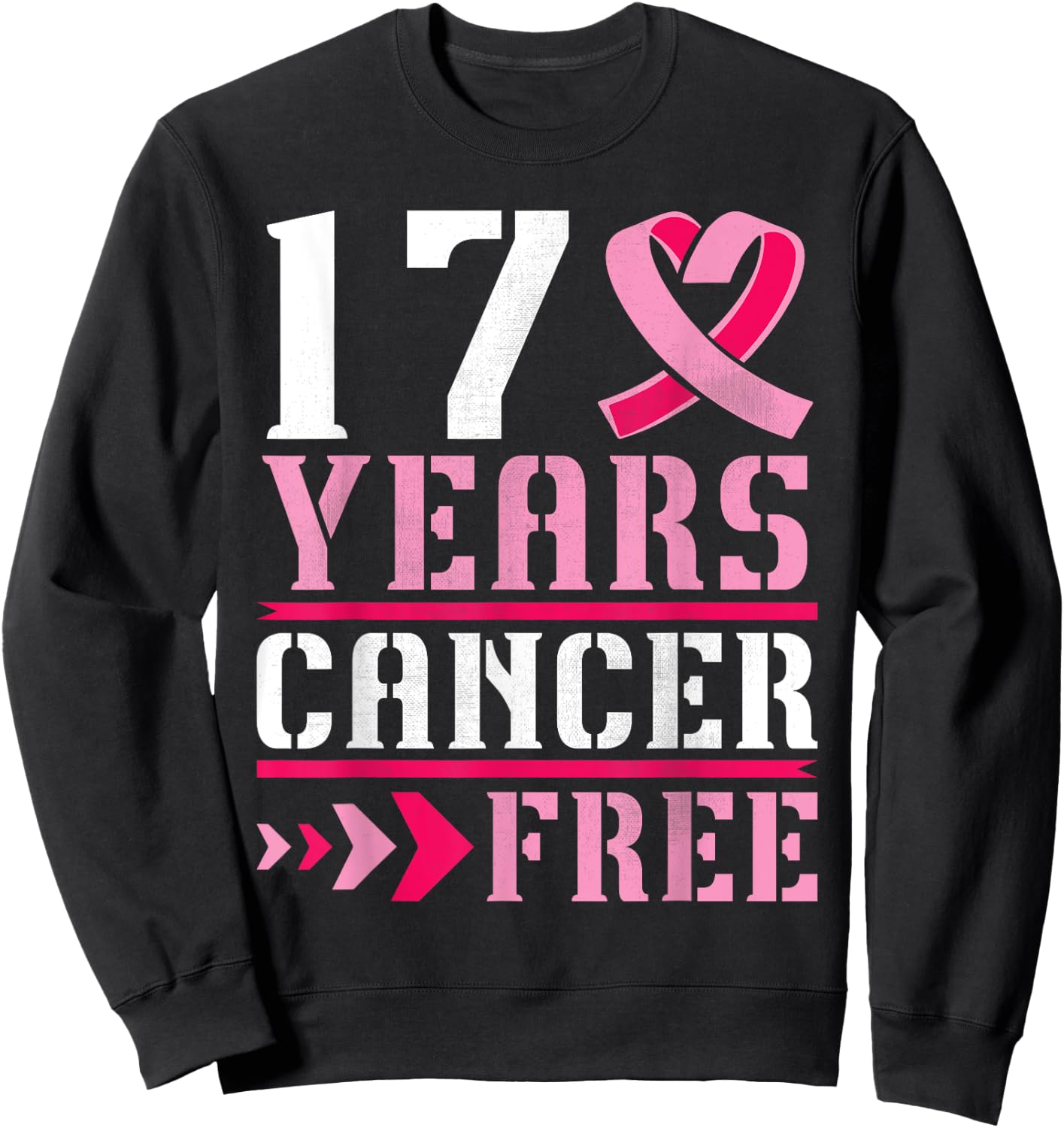17 Years Breast Cancer Free Warrior Fighting Survivor Winner Sweatshirt - Sweatshirt | Black