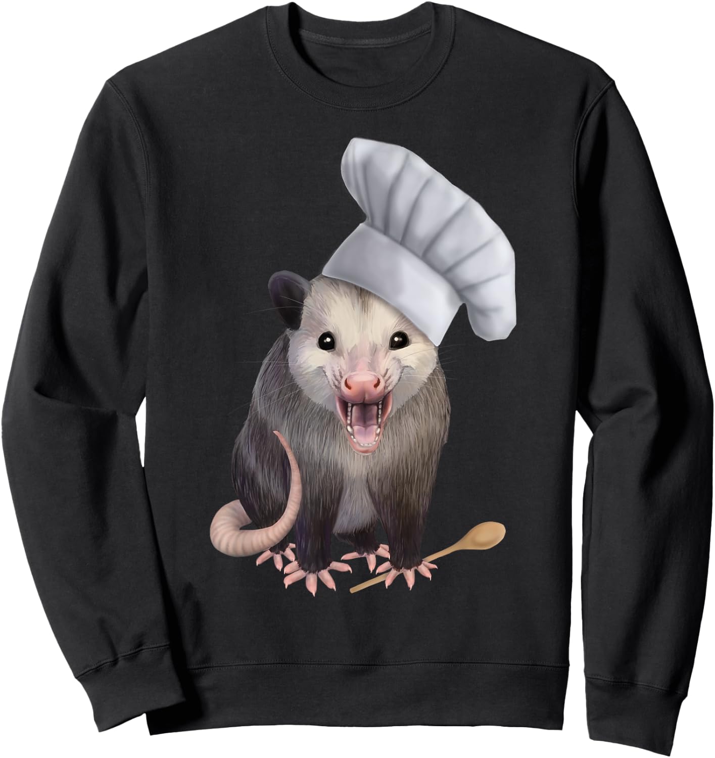 Chef Opossum - cute possum in a chefs hat Sweatshirt - Sweatshirt | Black