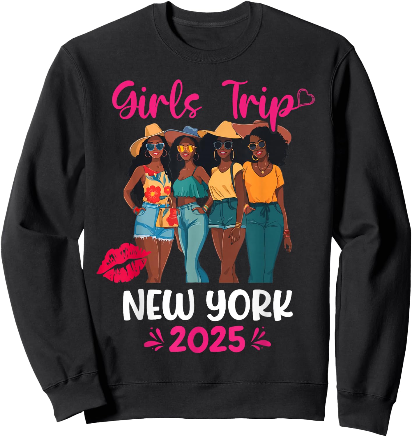 Black Girls Trip New York 2025 Vacation Matching Sweatshirt - Sweatshirt | Black