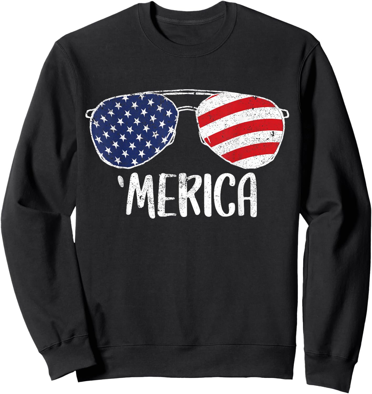 4th of July Merica Sunglasses Gift Men Women Kids USA Sweatshirt - Sweatshirt | Black