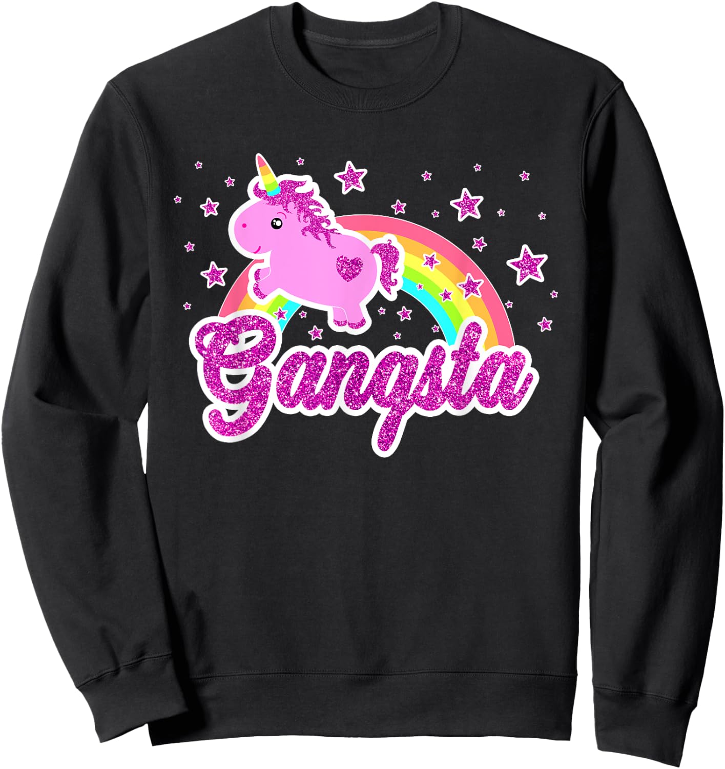 Funny Ironic Cool Unicorn Gangsta Music Festival Shirt Sweatshirt - Sweatshirt | Black