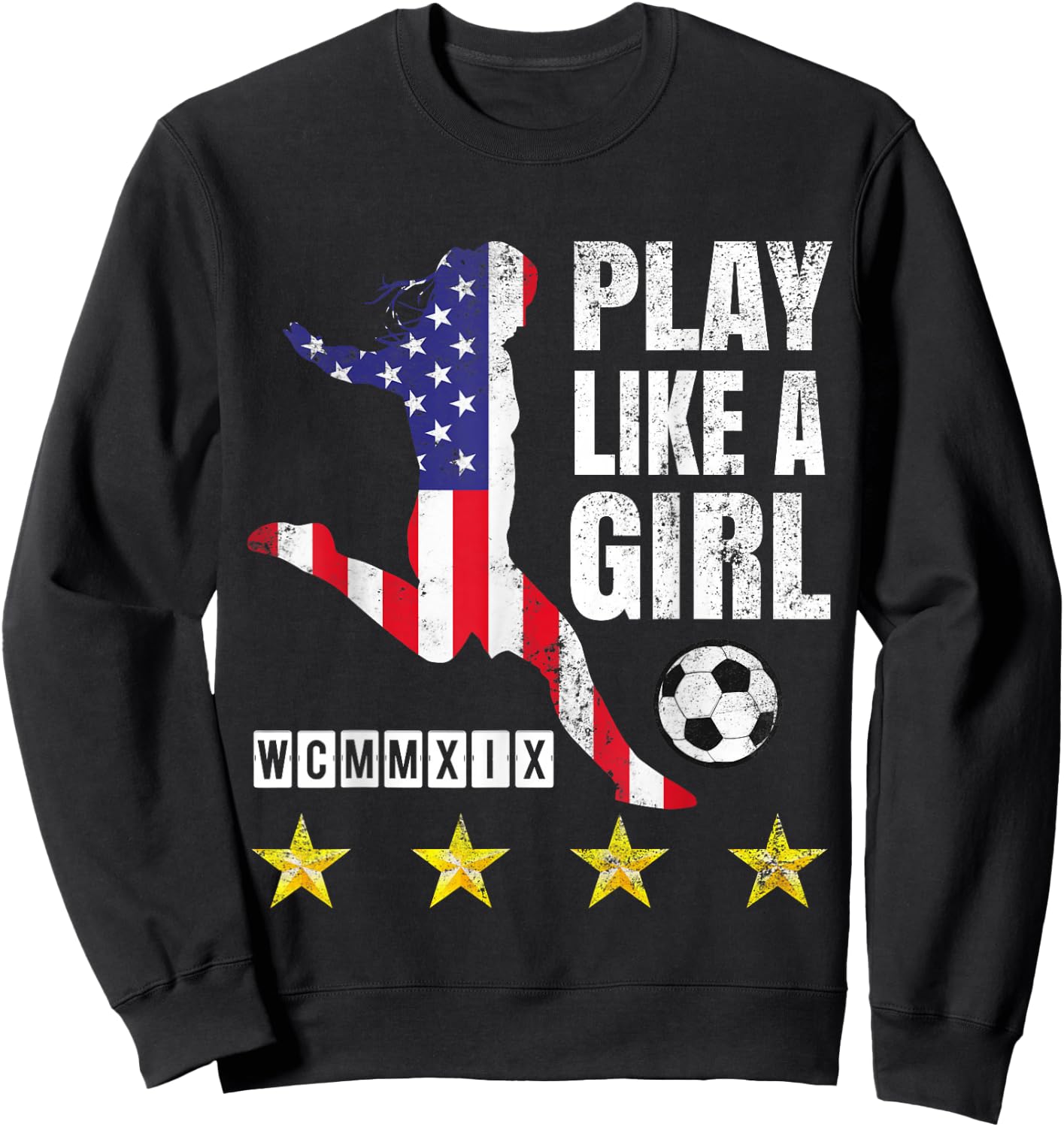 Play Like a Girl Soccer USA United States Women's Sweatshirt - Sweatshirt | Black
